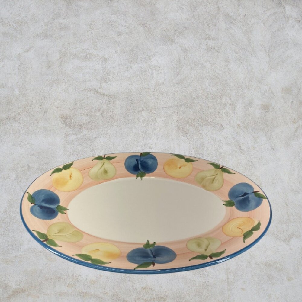 A. SANTOS PORTUGAL -- Large Oval Serving Platter, Hand Painted, Fruit, Vintage - Picture 3 of 9